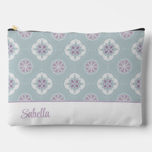 Symmetrisch Roze Bloem Tegelpatroon op Sage Etui (Voorkant)