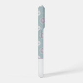 Symmetrisch Roze Bloem Tegelpatroon op Sage iPhone Hoesje (Rechterkant)