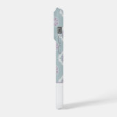 Symmetrisch Roze Bloem Tegelpatroon op Sage iPhone Hoesje (Linkerkant)