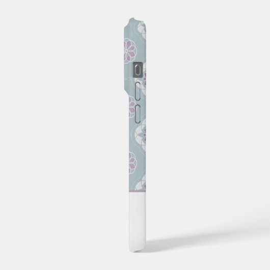 Symmetrisch Roze Bloem Tegelpatroon op Sage iPhone Hoesje (Linkerkant)