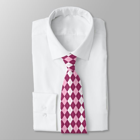 Symmetrisch roze en wit argyleontwerp stropdas (Gebonden)