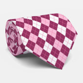Symmetrisch roze en wit argyleontwerp stropdas (Opgerold)