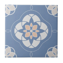 Symmetrisch Sinaasappels bloempatroon op blauw