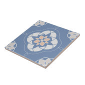 Symmetrisch Sinaasappels bloempatroon op blauw Tegeltje (Zijkant)