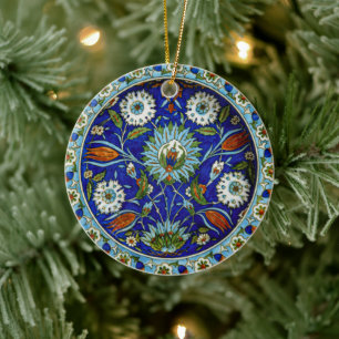 Symmetrisch Turks Iznik Tulip Motif Kerstmis Keramisch Ornament