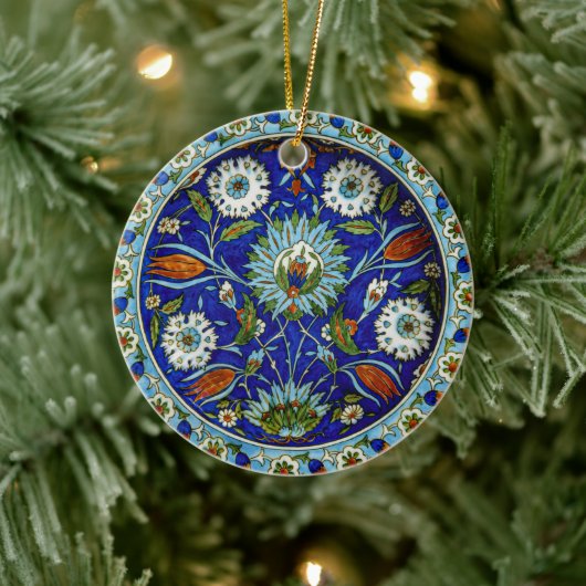 Symmetrisch Turks Iznik Tulip Motif Kerstmis Keramisch Ornament (Boom)