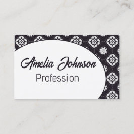 Symmetrisch wit bloemenpatroon zwart omgekeerd visitekaartje