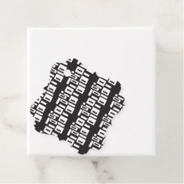 Symmetrisch wit geometrisch ontwerp met helder, he bedankjes labels