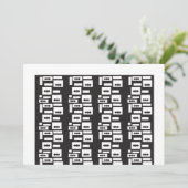 Symmetrisch wit geometrisch ontwerp met helder, he save the date (Staand voorkant)