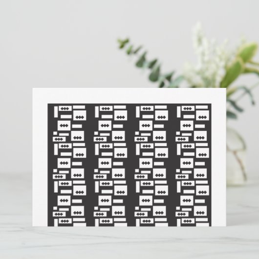 Symmetrisch wit geometrisch ontwerp met helder, he save the date (Staand voorkant)