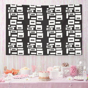 Symmetrisch wit geometrisch ontwerp met helder, he spandoek