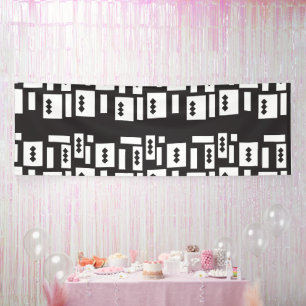 Symmetrisch wit geometrisch ontwerp met helder, he spandoek