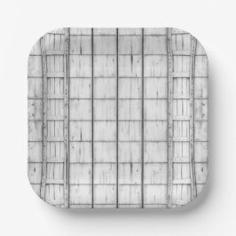 symmetrisch witgekalkt houtpatroon papieren bordje