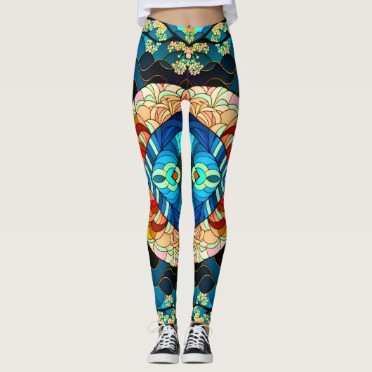SYMMETRISCHE BOS JAPANSE KUNSTSTIJL LEGGINGS (Voorkant)