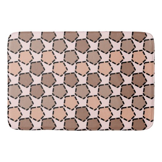 Symmetrische bruine vijfhoeken met geplette randen badmat (Voorkant)