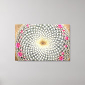 Symmetrische cactus in bloom (Mammillaria celsiana Canvas Afdruk (Voorkant)