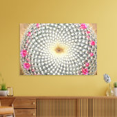 Symmetrische cactus in bloom (Mammillaria celsiana Canvas Afdruk (Insitu (Woonkamer))