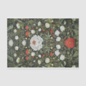 Symmetrische Elegante Witte Rode Bloemen Decoupage Tissuepapier (Voorkant)