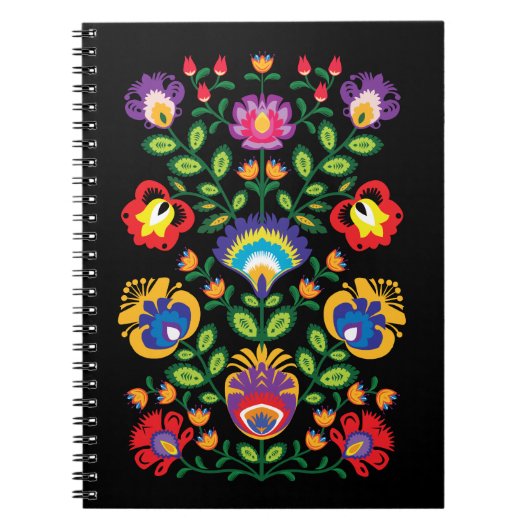 Symmetrische Folk Wycinanki Notitieboek (Voorkant)