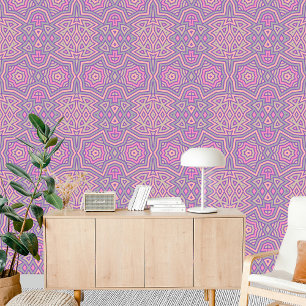 Symmetrische geometrische getesselleerde roze Paar Behang