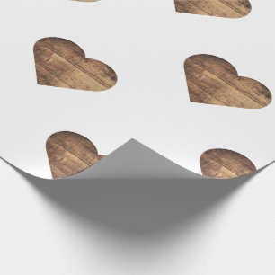 Symmetrische Grote Roestbruine Houten Harten Cadeaupapier