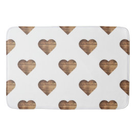 Symmetrische grote rustieke bruine houten harten badmat