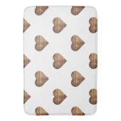 Symmetrische grote rustieke bruine houten harten badmat (Voorkant Verticaal)