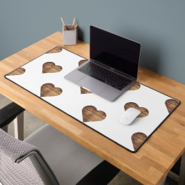 Symmetrische grote rustieke bruine houten harten bureaumat