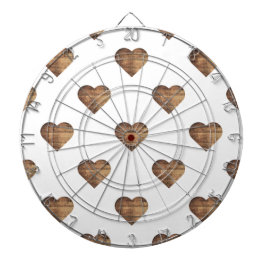 Symmetrische grote rustieke bruine houten harten dartbord