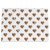 Symmetrische grote rustieke bruine houten harten groot cadeauzakje (Voorkant)