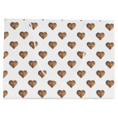 Symmetrische grote rustieke bruine houten harten groot cadeauzakje (Achterkant)