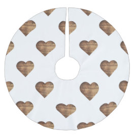 Symmetrische grote rustieke bruine houten harten kerstboom rok