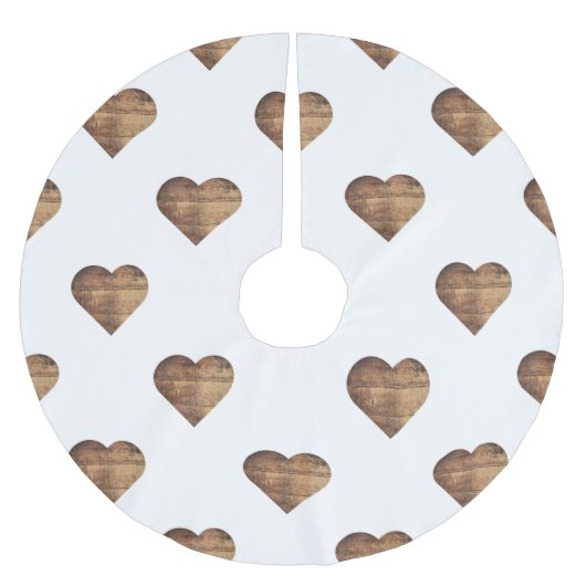 Symmetrische grote rustieke bruine houten harten kerstboom rok (Voorkant)