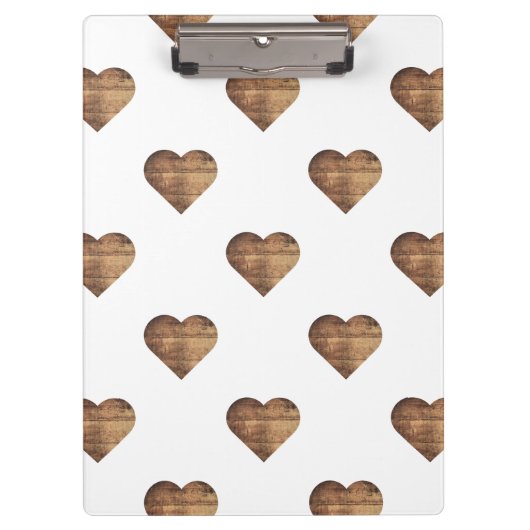 Symmetrische grote rustieke bruine houten harten klembord (Voorkant)