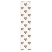 Symmetrische grote rustieke bruine houten harten korte tafelloper (Voorkant)