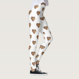 Symmetrische grote rustieke bruine houten harten leggings