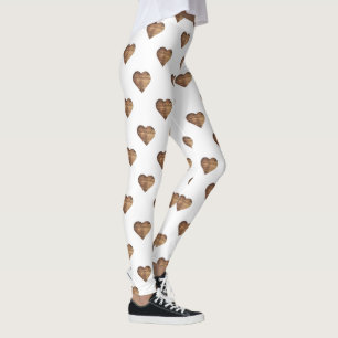 Symmetrische grote rustieke bruine houten harten leggings