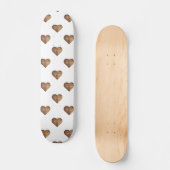 Symmetrische grote rustieke bruine houten harten persoonlijk skateboard (Voorkant)