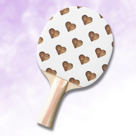 Symmetrische grote rustieke bruine houten harten tafeltennisbatje