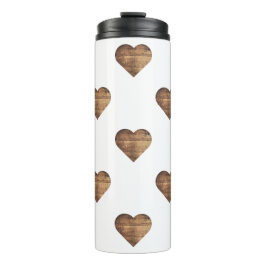 Symmetrische grote rustieke bruine houten harten thermosbeker