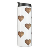 Symmetrische grote rustieke bruine houten harten thermosbeker (Geroteerd rechts)