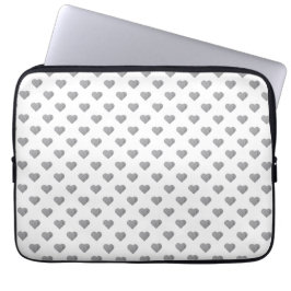 Symmetrische Kleine Beton Grijze Harten op Wit Laptop Sleeve