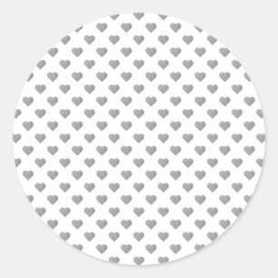 Symmetrische Kleine Beton Grijze Harten op Wit Ronde Sticker