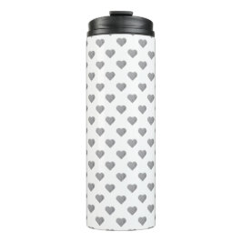 Symmetrische Kleine Beton Grijze Harten op Wit Thermosbeker