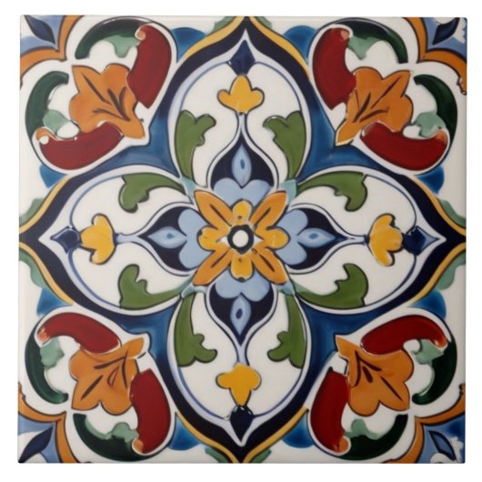 Symmetrische kleurrijke Abstracte Quatrefoil Clove Tegeltje (Voorkant)