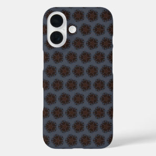 Symmetrische Lijntekening Mechanische Bloemstijl iPhone 16 Hoesje