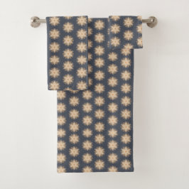 Symmetrische lijntrekking met aardse bruine kleure bad handdoek