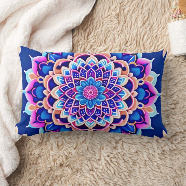 Symmetrische Mandala Kussen Hoesje Boho Style Deco (Deken)