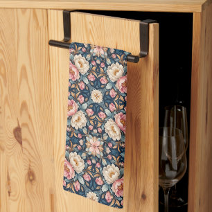 Symmetrische Moderne Bloemenkaleidoscoop Theedoek