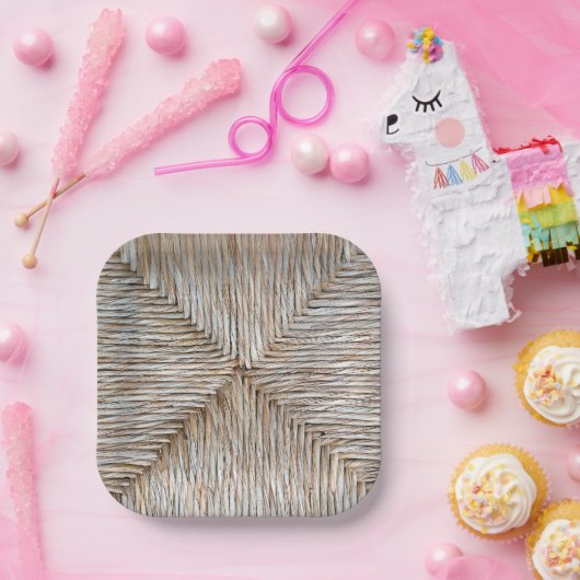 Symmetrische natuurlijke bamboe vezel weven papieren bordje (Feest)